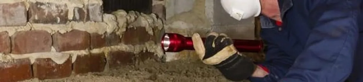 Pest control technician inspecting a crawl space for ant activity and entry points in Spokane, WA